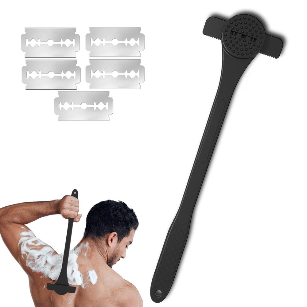 Back Shaver for Men, Back & Body Hair Trimmer. Shave Wet or Dry